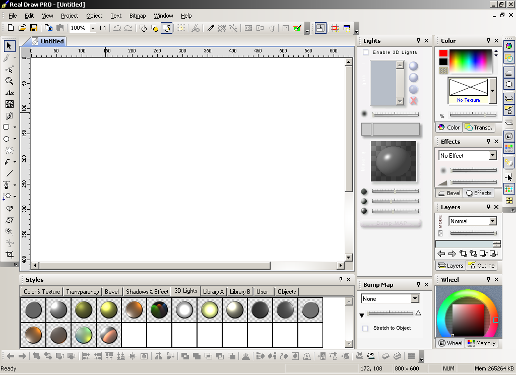 Real Draw PRO's screen shot. Has nice premaid textures and libraries.