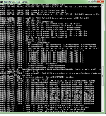 Bochs triple-fault messages