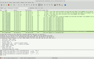 Screen Shot for Wireshark for my web server