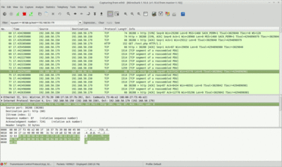 Screen Shot for Wireshark for apache