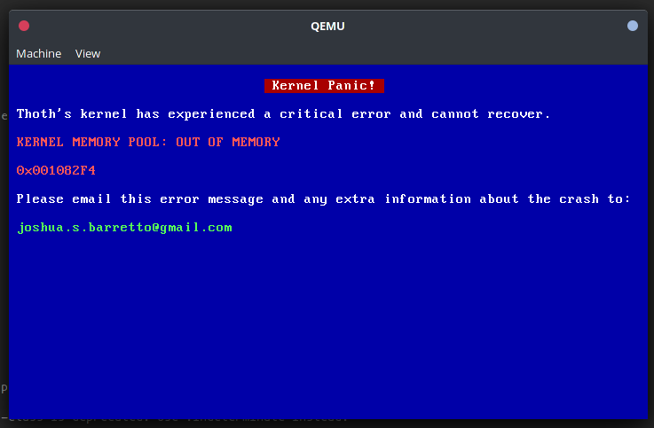 Thoth's kernel panic screen