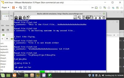 the tab is printed as a dot on the emulation window
