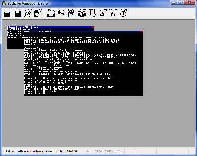 TUI Screenshot 1<br />The rush command launches a new instance of the shell (windowed)