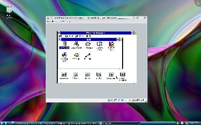 My desktop (Don't forget Windows for Workgroups 3.11 is running in a VM! And installed from CD-ROM! Darnit, I do the impossible!)