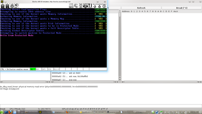 Screen shot of the bootloader running