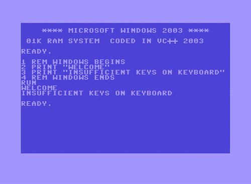 Windows 2003 running smoothly on Commodore 64.