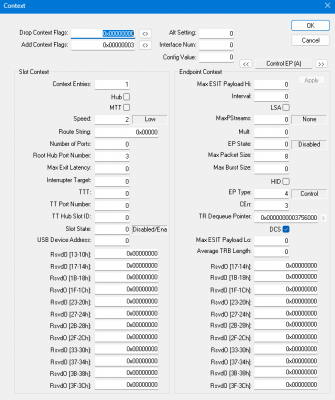 The screenshot of the usb debugger on BOCHS