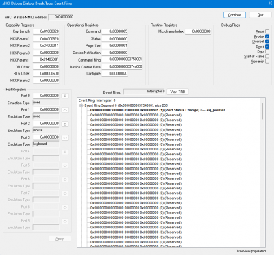 the screenshot of the USB debugger