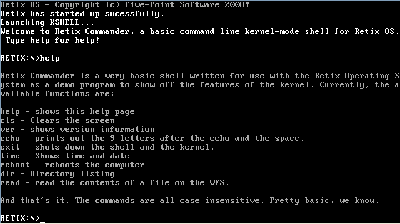 retix_sc1.PNG (17.65 KiB) Viewed 8088 times The help screen. Just started the os up and typed help an then pressed enter