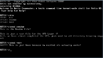 retix_sc2.PNG (14.32 KiB) Viewed 7995 times Here, I have rebooted the os and executed some read commands (reading a file off the vfs) and a dir command (directory listing - from DOS)
